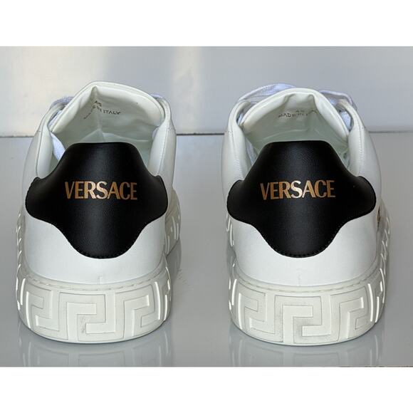 Versace Greek key Men\'s White/Black Leather Sneakers 13 US (46) 1014460 NIB $725 main image 6